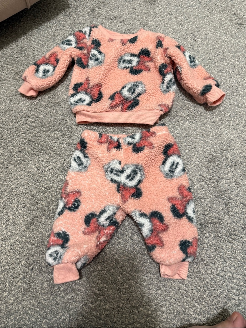 Disney Minnie Mouse Baby Pink Sherpa Plush Infant Outfit
